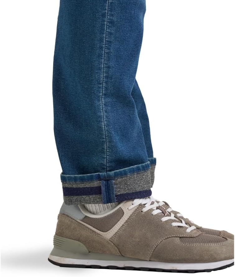 image:imageLee Mens Extreme Motion Regular Taper JeanDash Brushed Knit Striped Lining