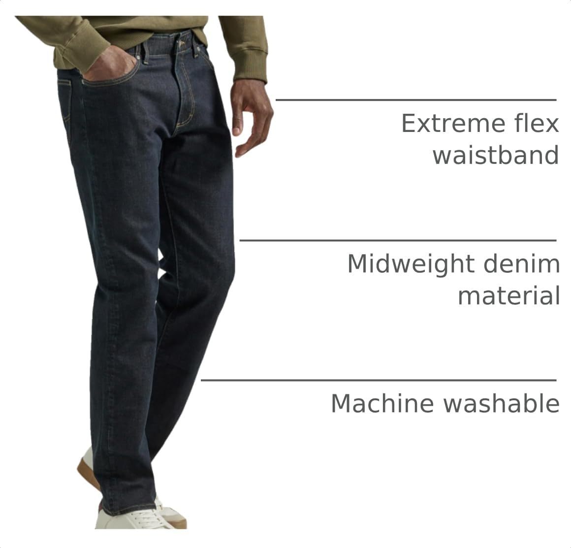 image:imageLee Mens Extreme Motion Straight Taper JeanRinse