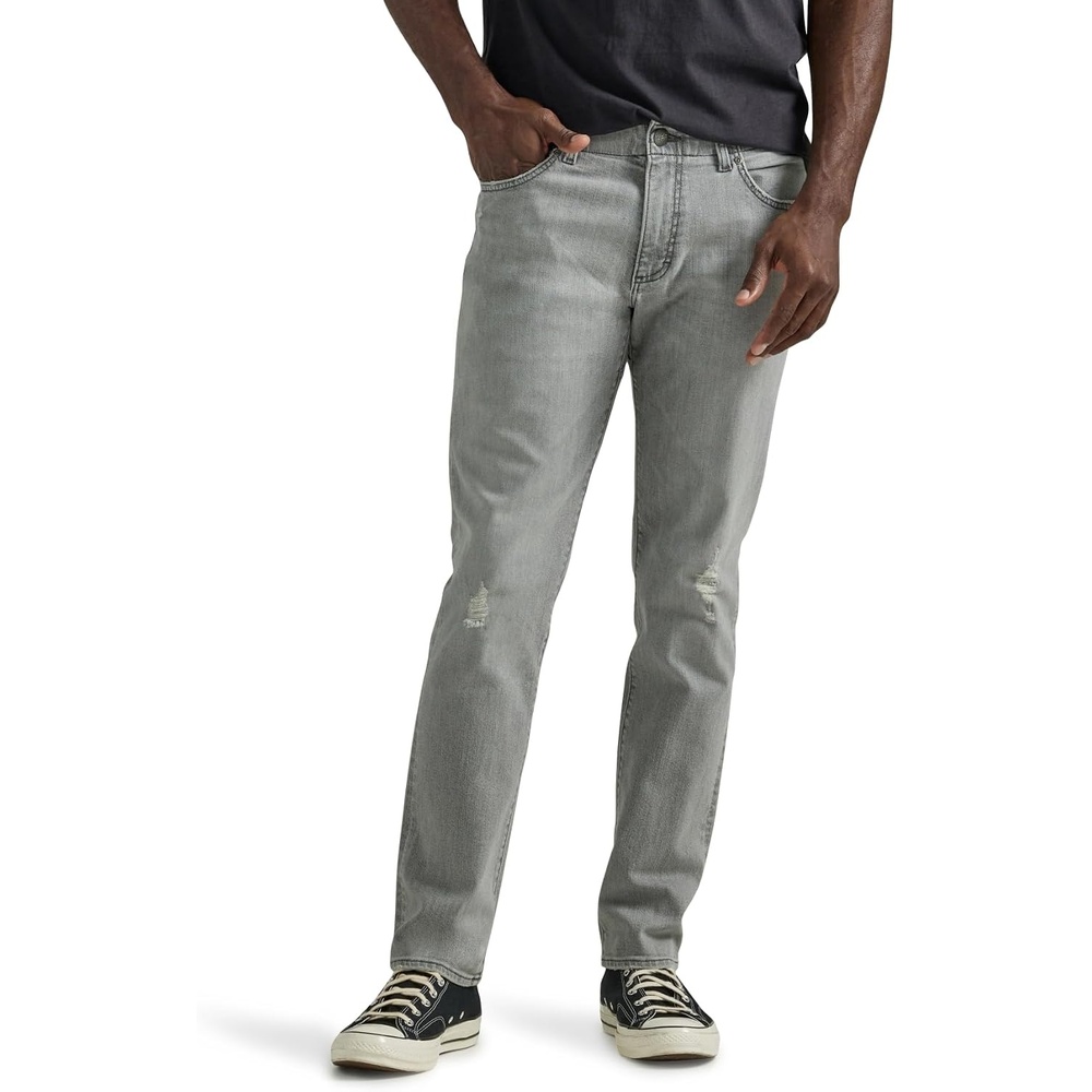 image:imageLee Mens Extreme Motion Straight Taper JeanGray Scotch Destruction Features