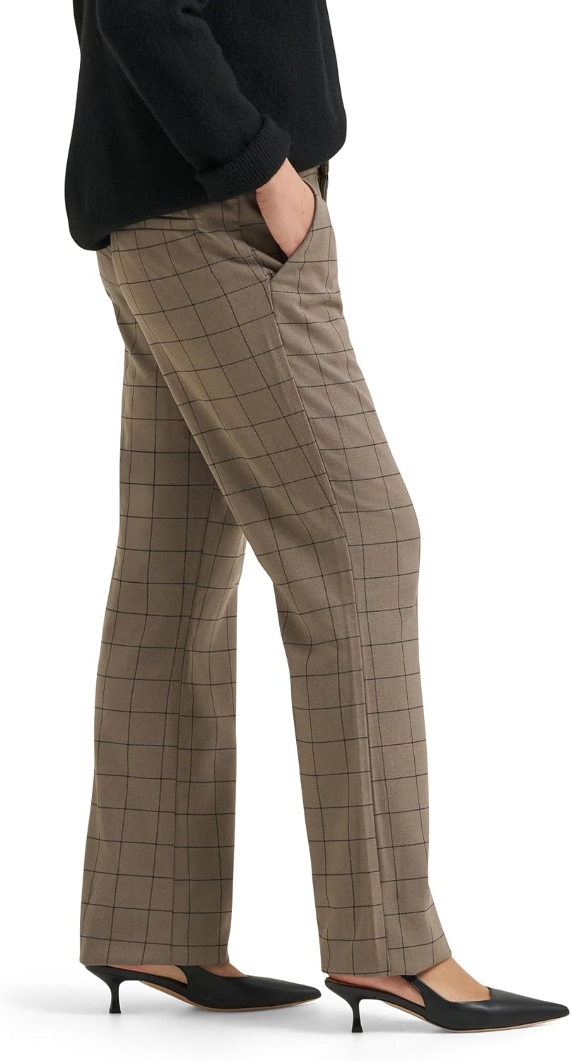 image:imageLee Womens Wrinkle Free Mid Rise Bootcut PantGray Windowpane