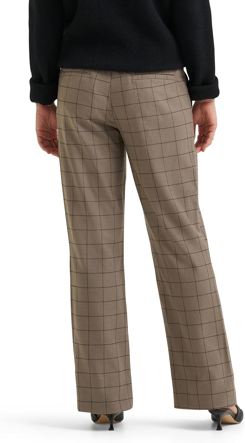 image:imageLee Womens Wrinkle Free Mid Rise Bootcut PantGray Windowpane