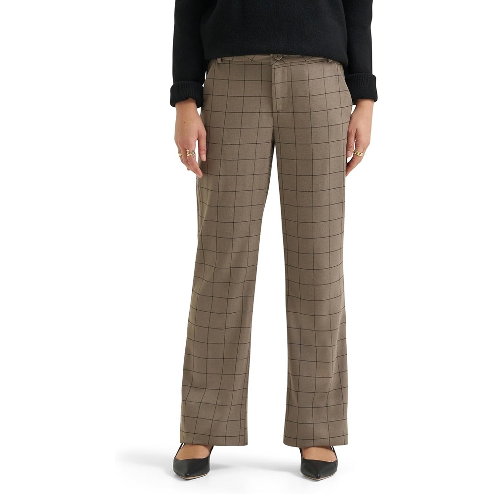 image:imageLee Womens Wrinkle Free Mid Rise Bootcut PantGray Windowpane