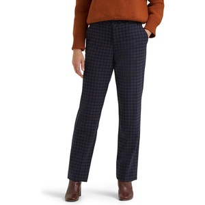 Lee Women’s Wrinkle Free Relaxed Fit Straight Leg Pant(Blue Plaid)