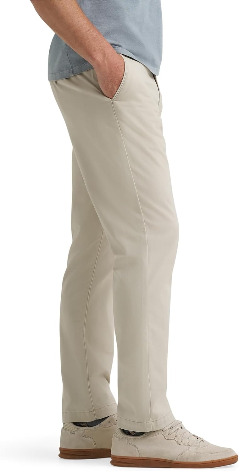 image:imageLee Mens Extreme Motion Flat Front Relaxed Taper PantCity Beige