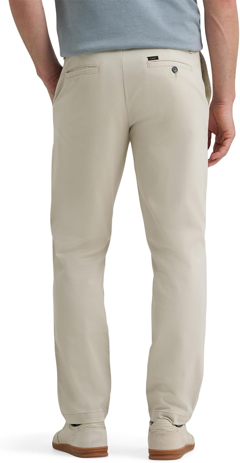 image:imageLee Mens Extreme Motion Flat Front Relaxed Taper PantCity Beige