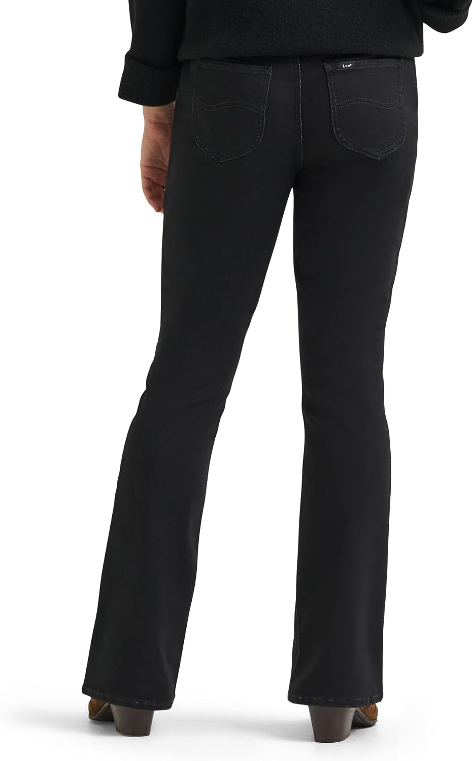 image:imageLee Womens Legendary Mid Rise Bootcut JeanFine Black Plaid Fleece Lined