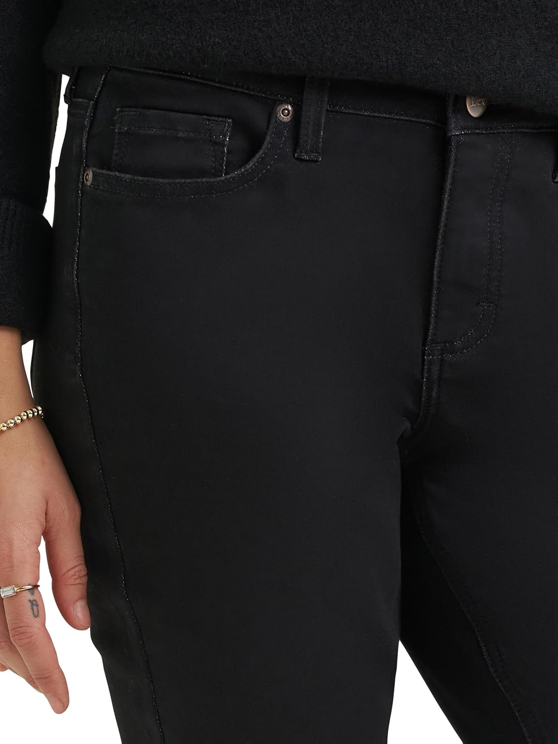image:imageLee Womens Legendary Mid Rise Bootcut JeanFine Black Plaid Fleece Lined