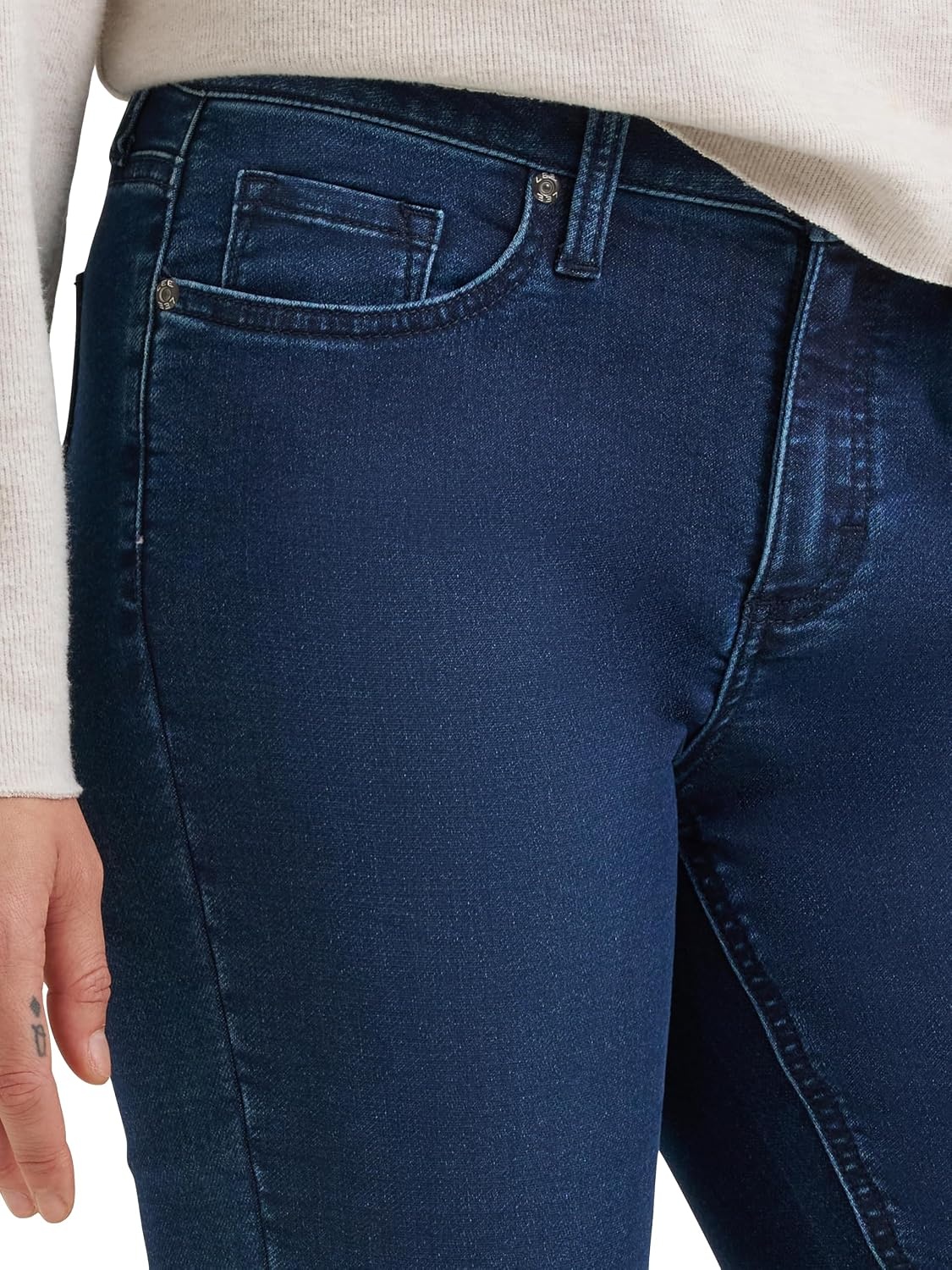 image:imageLee Womens Legendary Mid Rise Bootcut JeanHarbor Rinse Fleece Lined
