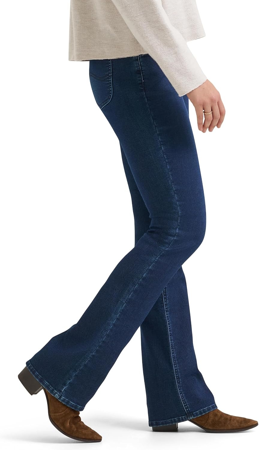 image:imageLee Womens Legendary Mid Rise Bootcut JeanHarbor Rinse Fleece Lined