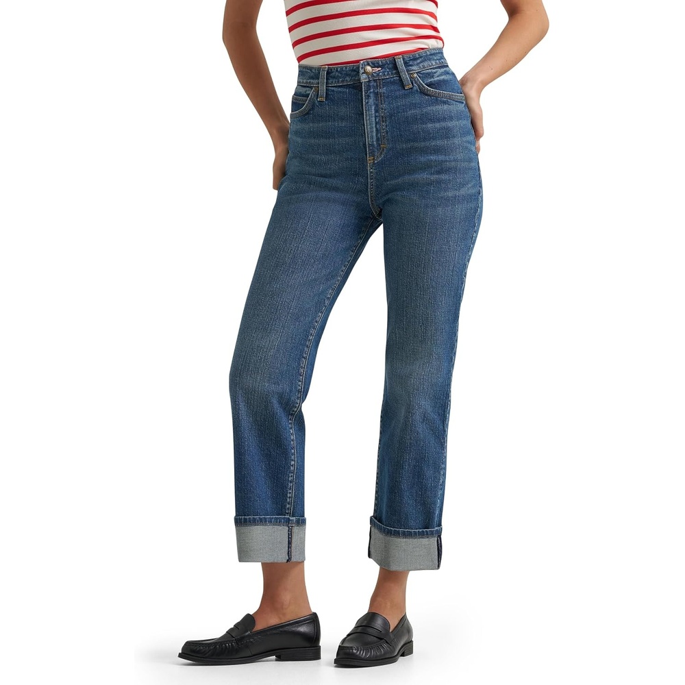image:imageLee Womens X Marilyn Monroe High Rise Straight Leg JeanMid Wash