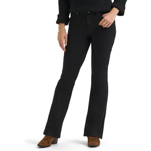 Lee Women’s Legendary Mid Rise Bootcut Jean(Fine Black – Plaid Fleece Lined)