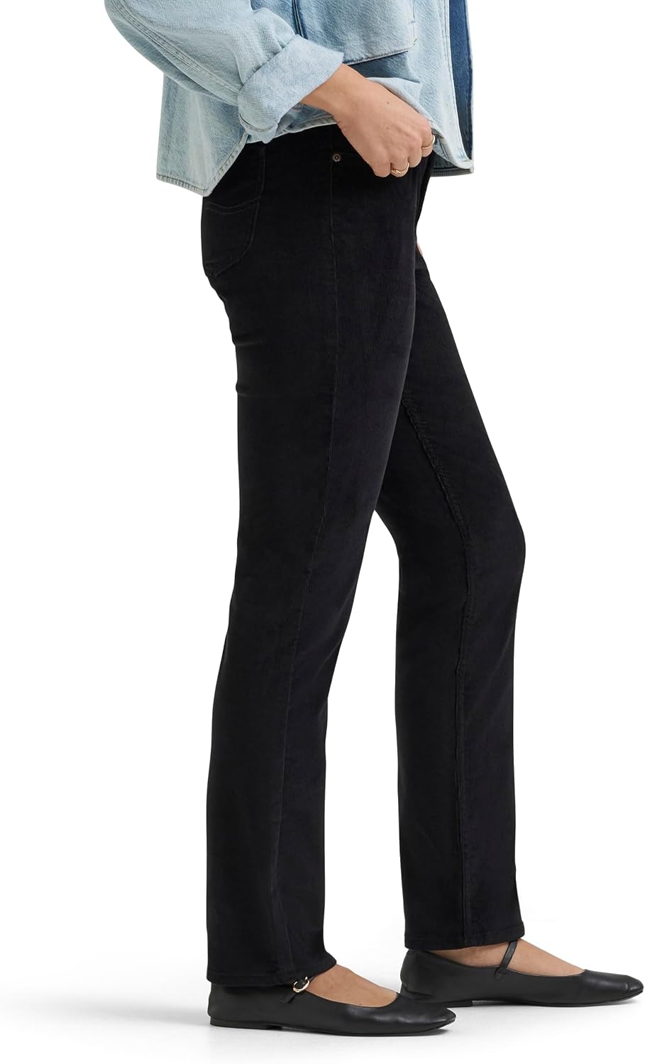 image:imageLee Womens Legendary Mid Rise Straight Leg JeanBlack Corduroy