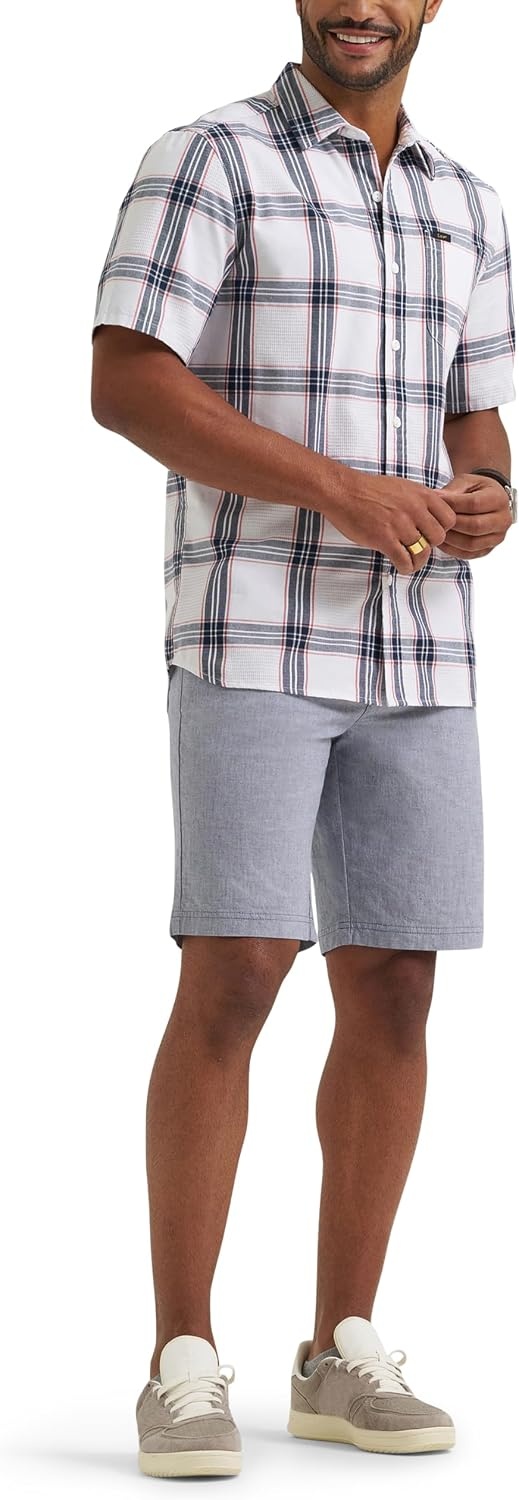 image:imageLee Mens Big amp Tall Extreme Motion Flat Front ShortAcademy Chambray
