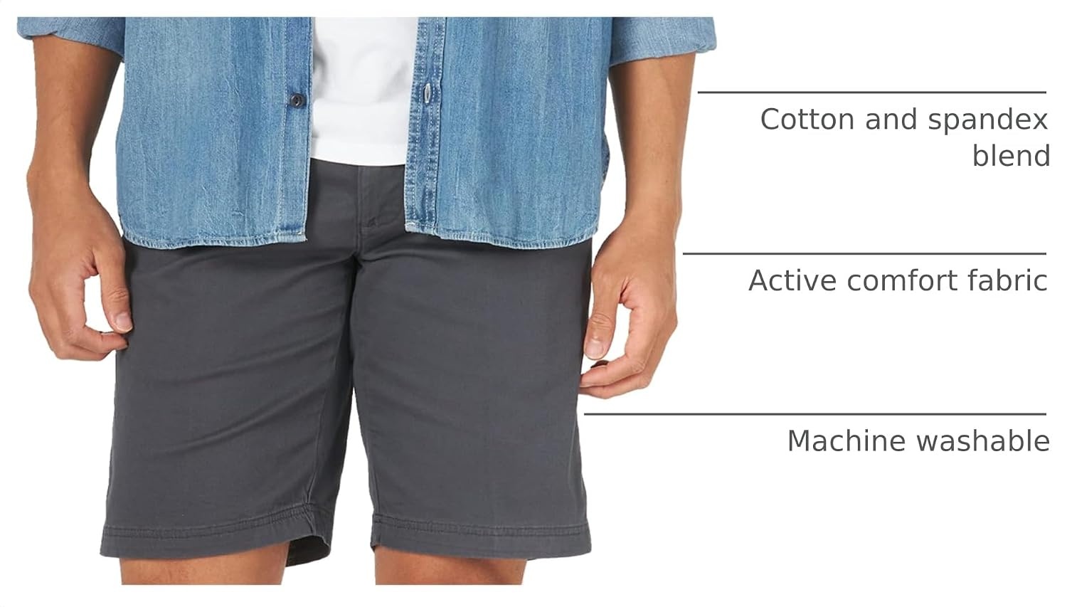 image:imageLee Mens Big amp Tall Extreme Motion Flat Front ShortCharcoal