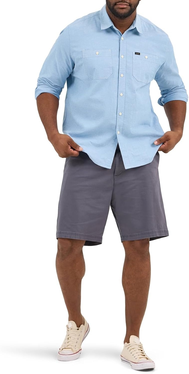 image:imageLee Mens Big amp Tall Extreme Motion Flat Front ShortCharcoal Gray