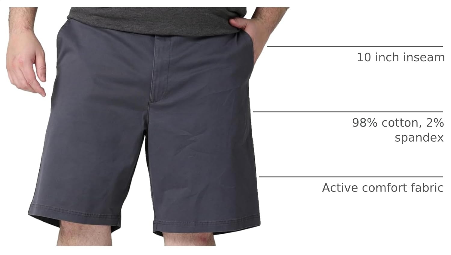 image:imageLee Mens Big amp Tall Extreme Motion Flat Front ShortCharcoal Gray