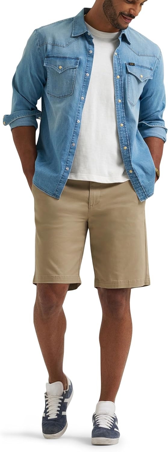 image:imageLee Mens Big amp Tall Extreme Motion Flat Front ShortKansas City Khaki