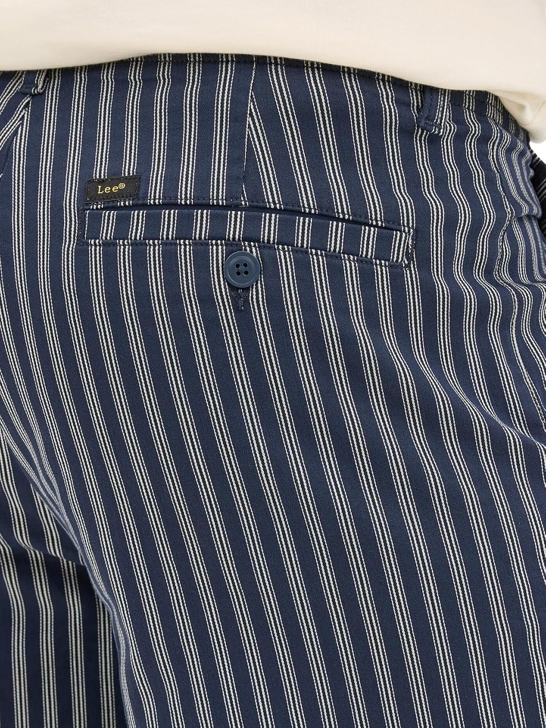 image:imageLee Mens Big amp Tall Extreme Motion Flat Front ShortMood Indigo Stripe