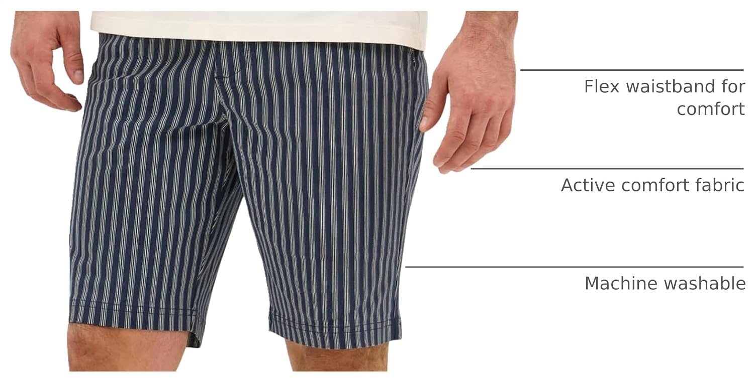 image:imageLee Mens Big amp Tall Extreme Motion Flat Front ShortMood Indigo Stripe