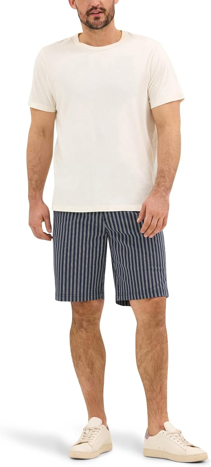 image:imageLee Mens Big amp Tall Extreme Motion Flat Front ShortMood Indigo Stripe