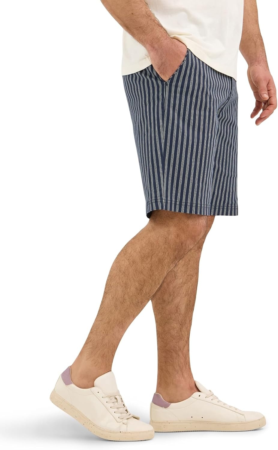 image:imageLee Mens Big amp Tall Extreme Motion Flat Front ShortMood Indigo Stripe