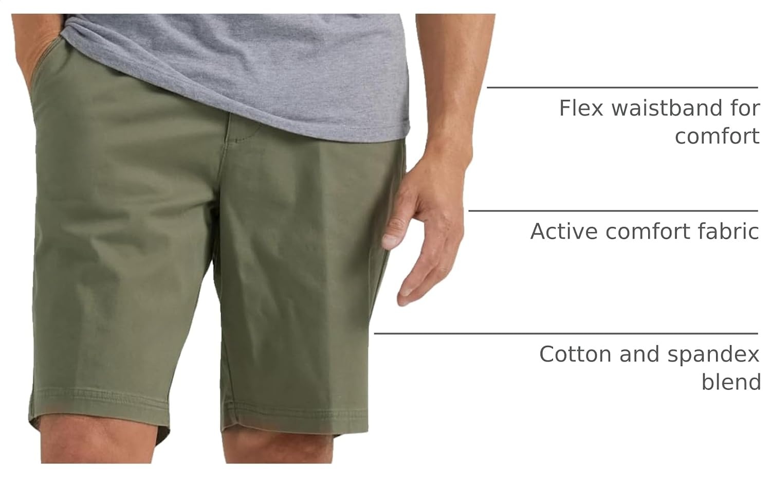 image:imageLee Mens Big amp Tall Extreme Motion Flat Front ShortOlive Grove