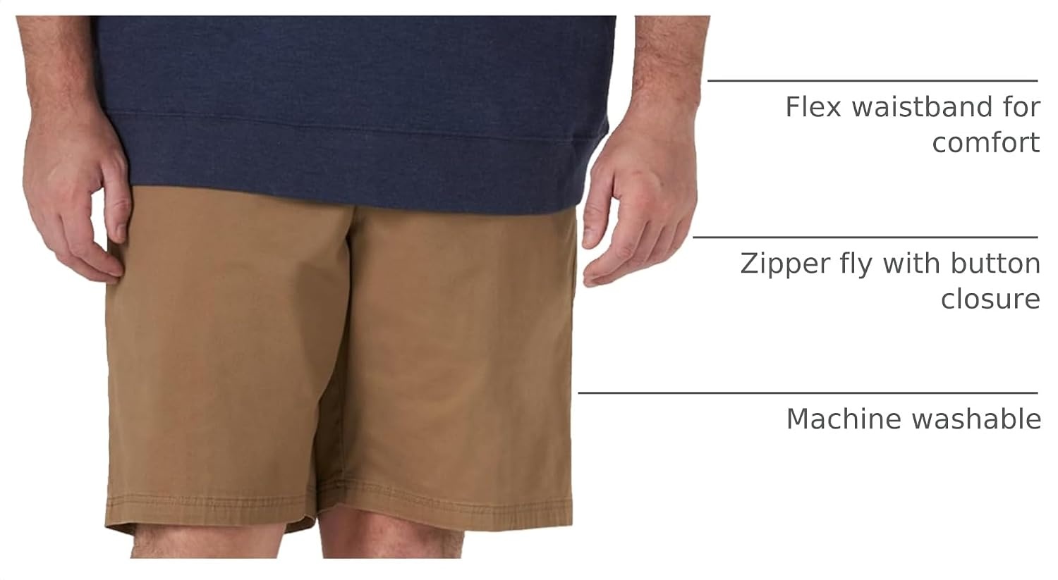 image:imageLee Mens Big amp Tall Extreme Motion Flat Front ShortOriginal Khaki