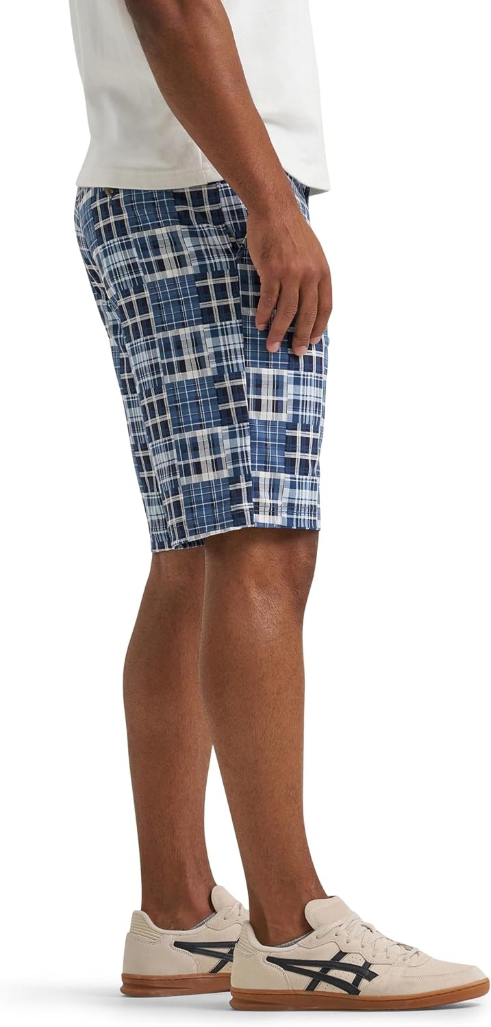 image:imageLee Mens Big amp Tall Extreme Motion Flat Front ShortRivet Navy Madras