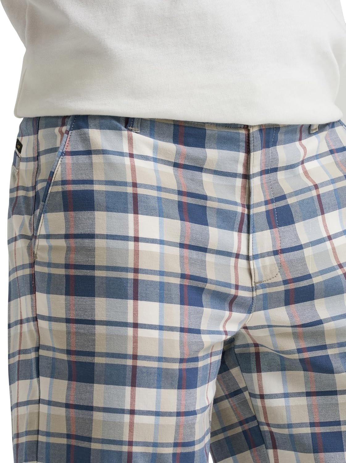 image:imageLee Mens Big amp Tall Extreme Motion Flat Front ShortSlate Gray Plaid