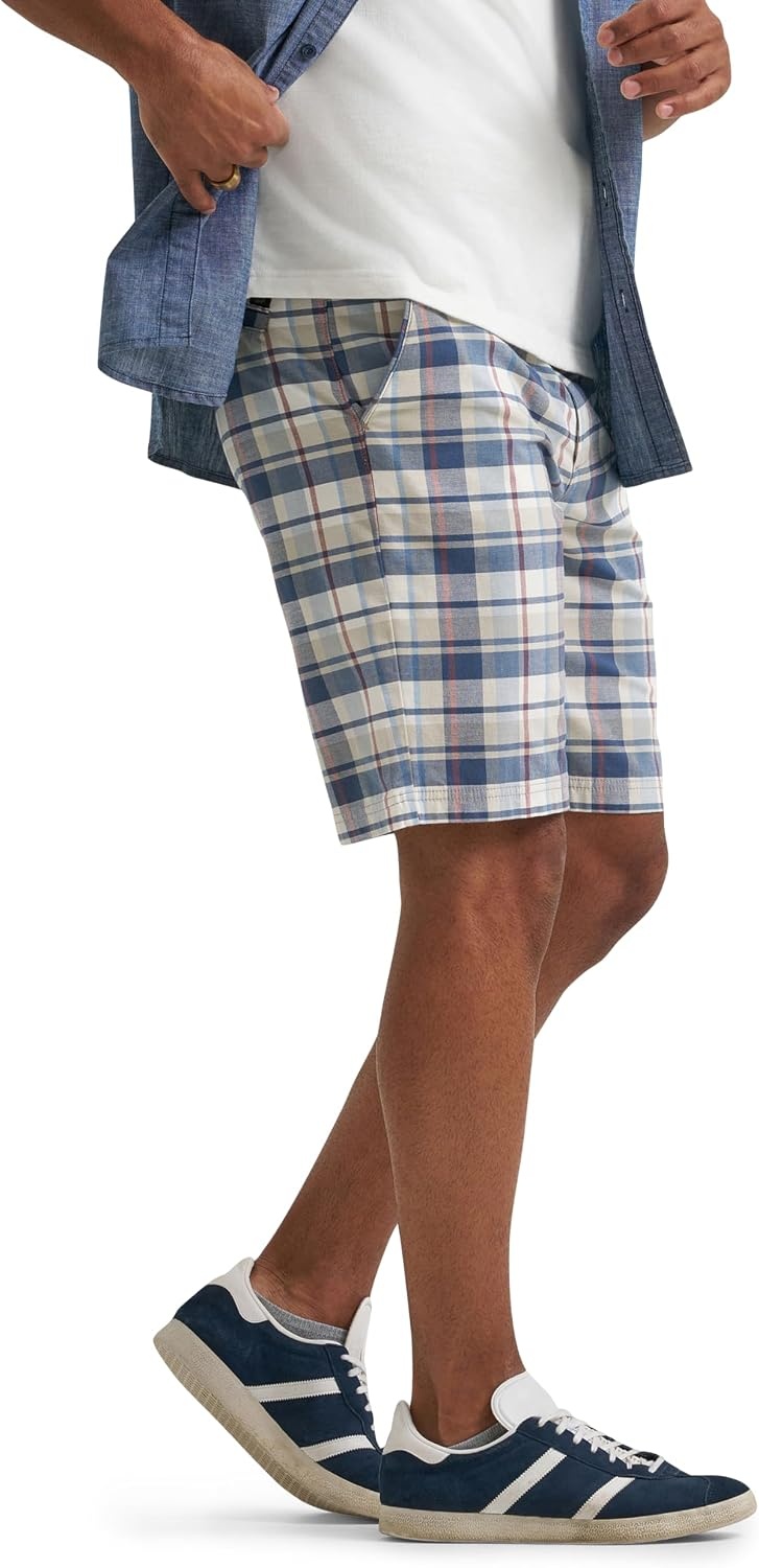 image:imageLee Mens Big amp Tall Extreme Motion Flat Front ShortSlate Gray Plaid