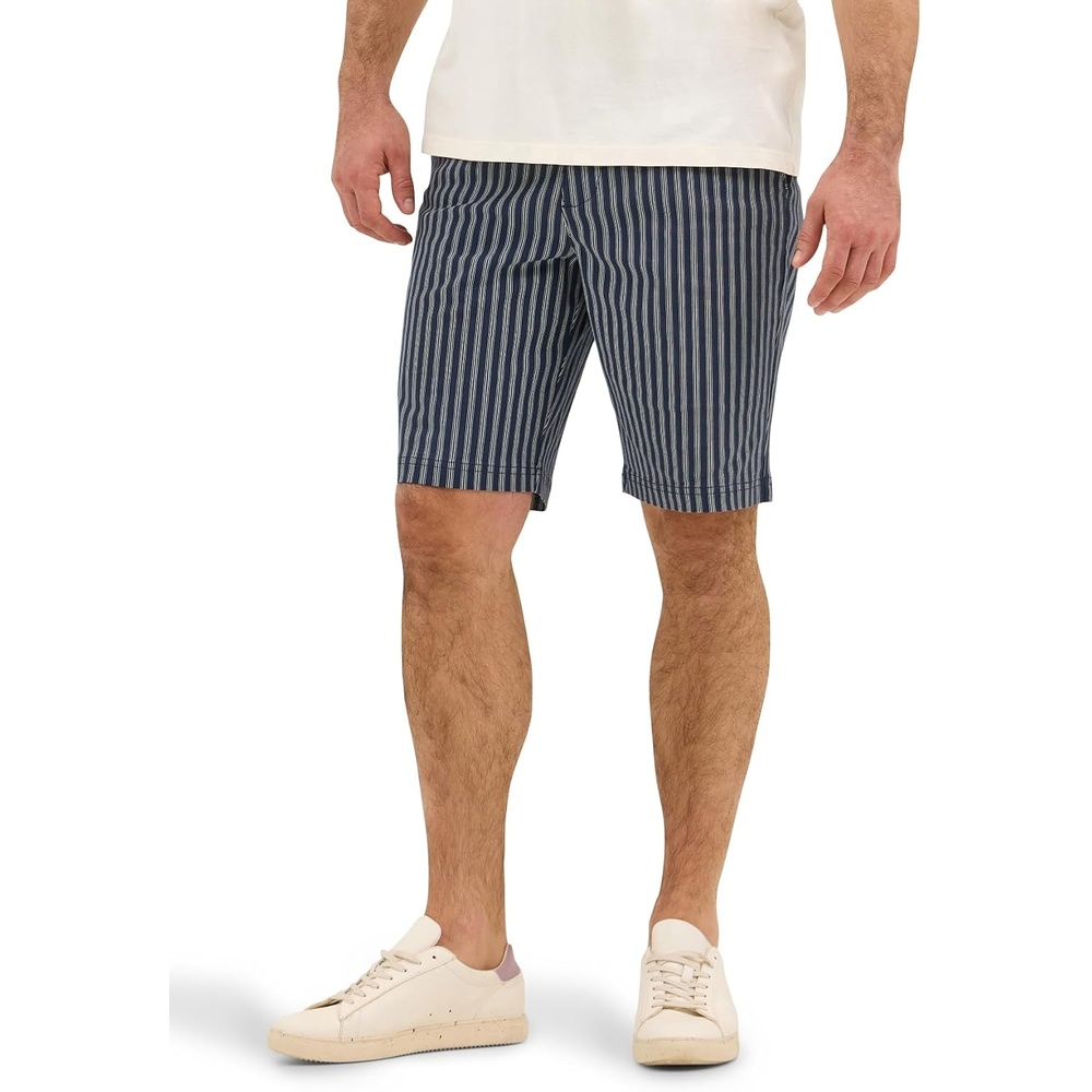 image:imageLee Mens Big amp Tall Extreme Motion Flat Front ShortMood Indigo Stripe