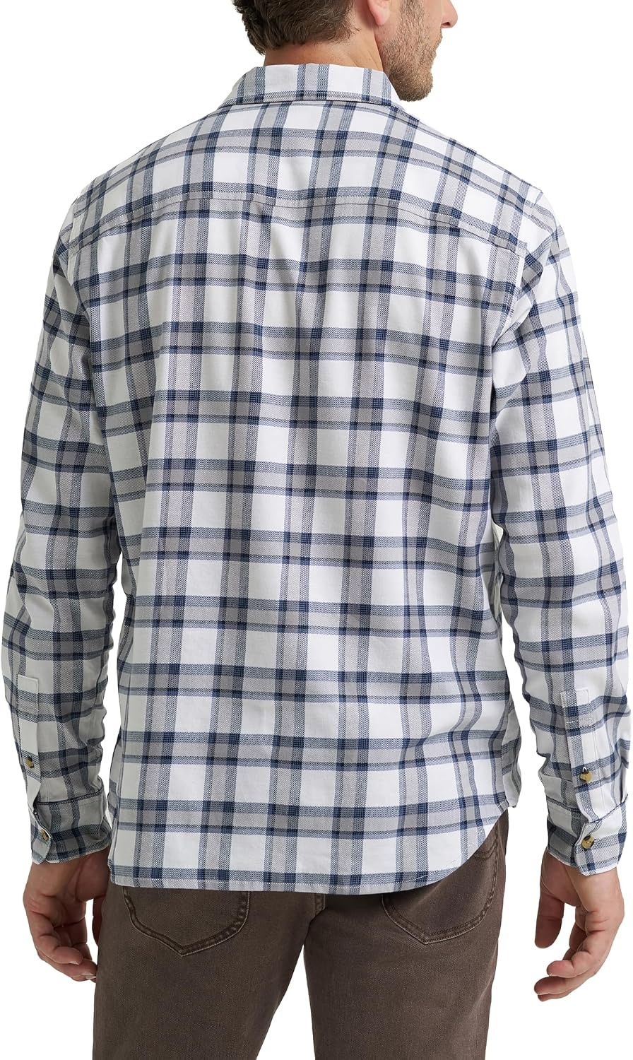 image:imageLee Mens All Purpose Classic Fit Long Sleeve ShirtBright White Sharkskin Plaid Twill