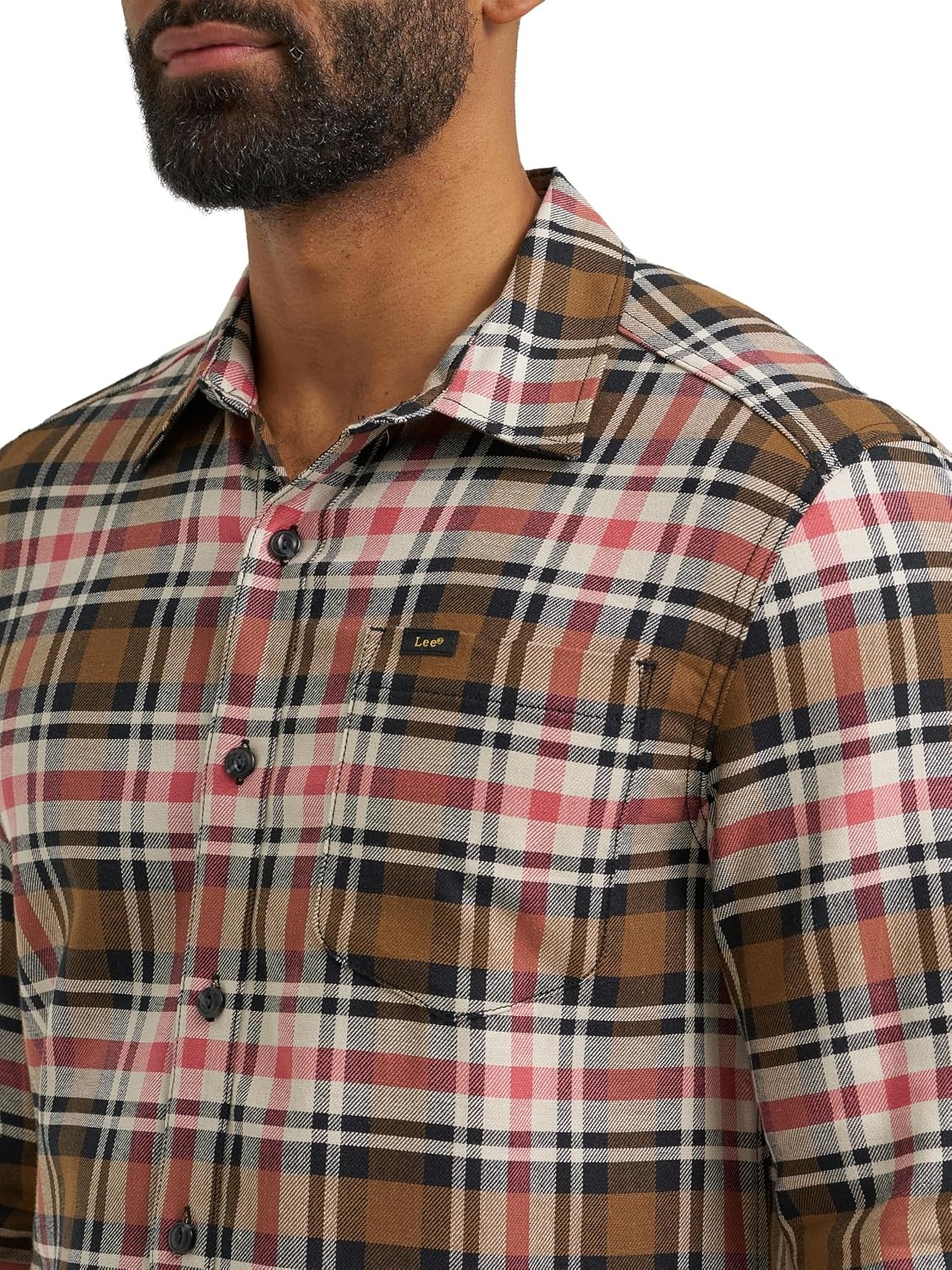image:imageLee Mens All Purpose Classic Fit Long Sleeve ShirtBuffalo City Beige Plaid