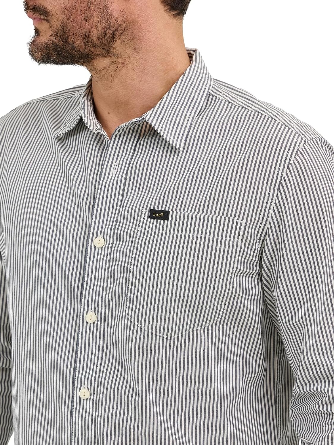 image:imageLee Mens All Purpose Classic Fit Long Sleeve ShirtEcru Stripe