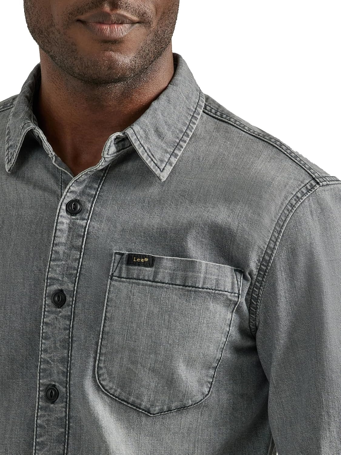 image:imageLee Mens All Purpose Classic Fit Long Sleeve ShirtGray Denim
