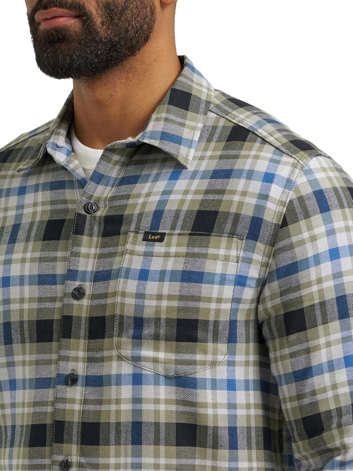image:imageLee Mens All Purpose Classic Fit Long Sleeve ShirtGreen Drizzle Plaid