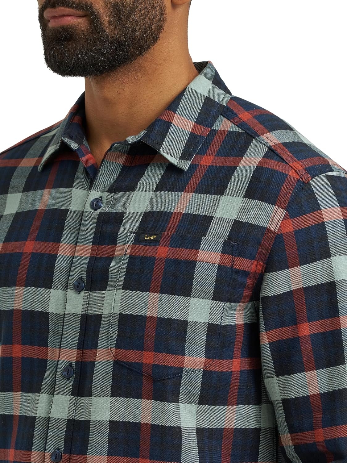 image:imageLee Mens All Purpose Classic Fit Long Sleeve ShirtNavy Sage Plaid