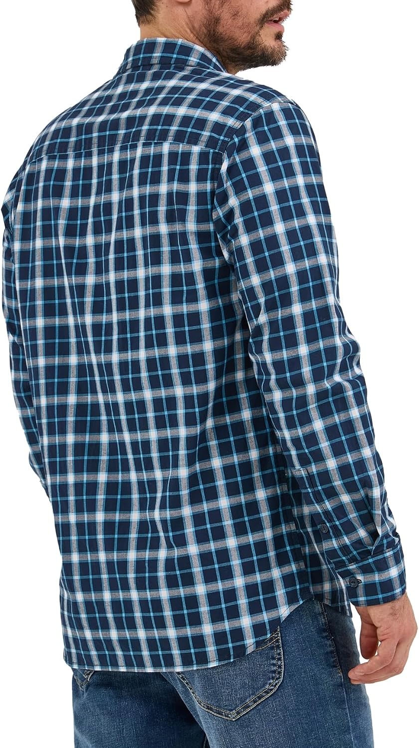 image:imageLee Mens All Purpose Classic Fit Long Sleeve ShirtRivet Navy Plaid