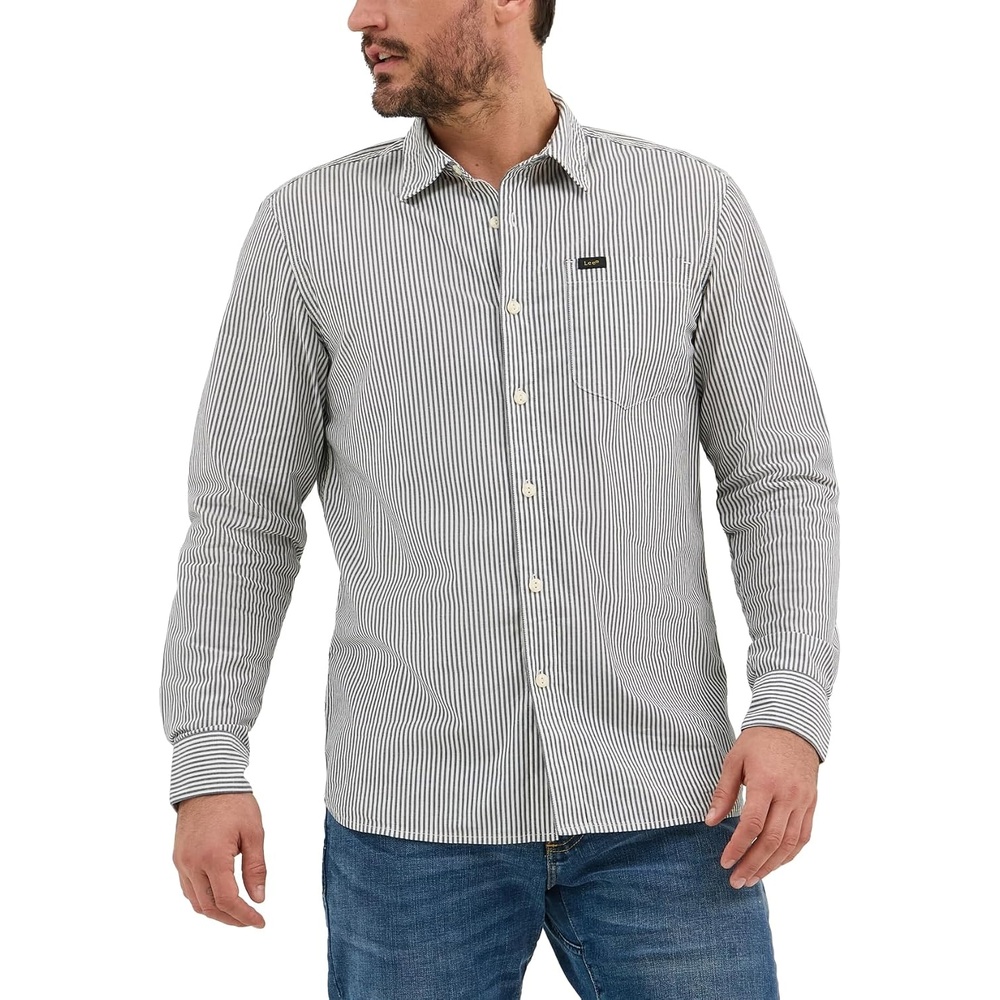 image:imageLee Mens All Purpose Classic Fit Long Sleeve ShirtEcru Stripe