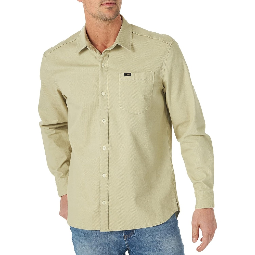 image:imageLee Mens All Purpose Classic Fit Long Sleeve ShirtStone Calvary Twill