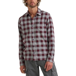 Lee Men’s All Purpose Classic Fit Long Sleeve Shirt(Neutral Gray Port Plaid Twill)