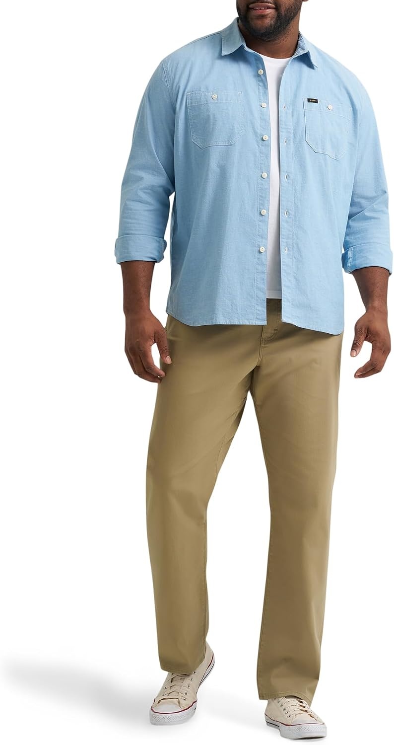 image:imageLee Mens Big amp Tall Extreme Motion Relaxed Straight JeanKansas City Khaki Twill