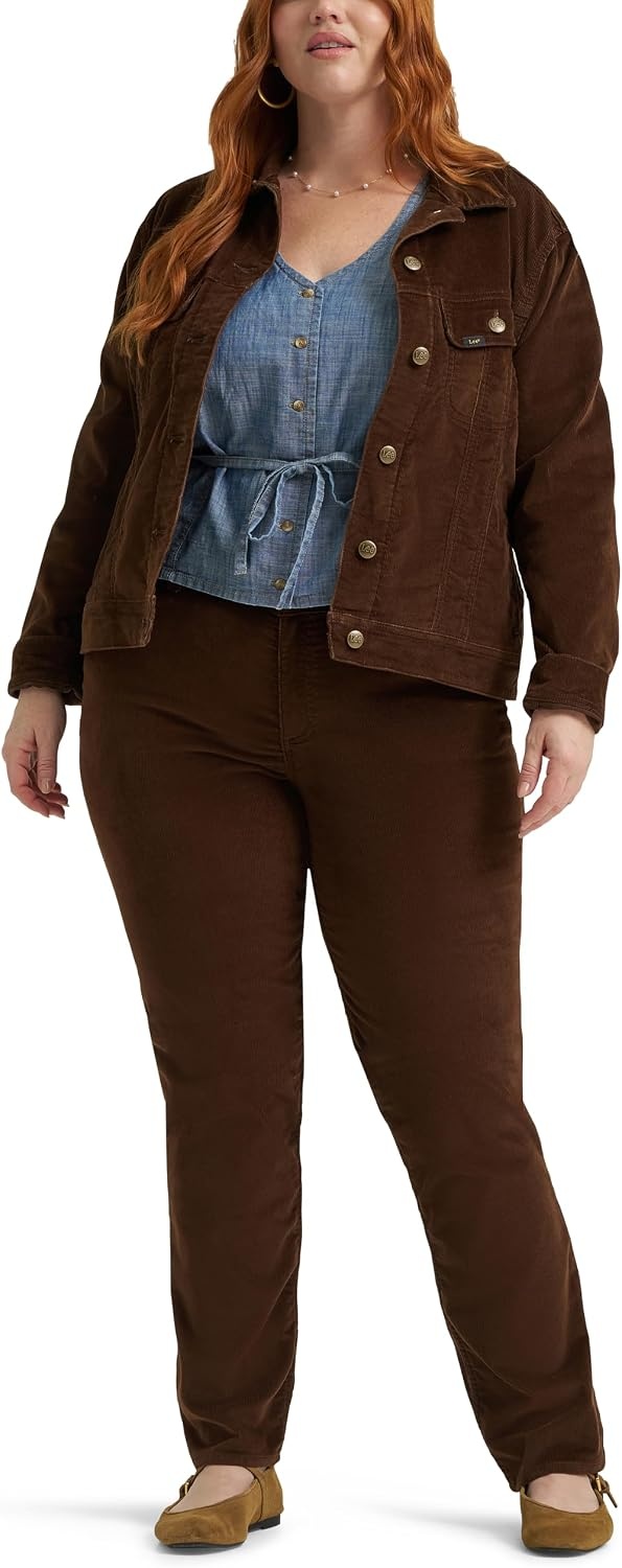image:imageLee Womens Plus Size Legendary Mid Rise Straight Leg JeanBistre Corduroy