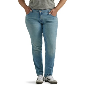 Lee Women’s Plus Size Legendary Mid Rise Straight Leg Jean(Anchor)
