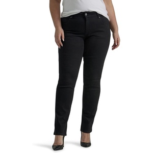 Lee Women’s Plus Size Legendary Mid Rise Straight Leg Jean(Black)