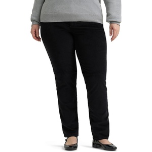 Lee Women’s Plus Size Legendary Mid Rise Straight Leg Jean(Black Corduroy)